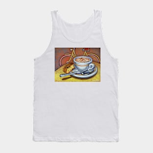 Yellow Dutch Bicycle with Cappuccino and Biscotti Tank Top